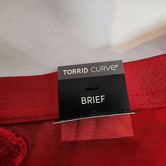6X 30W Torrid Red Shimmer Lace Mid Rise Brief Removeable Garter Panty Lingerie - Picture 9 of 9